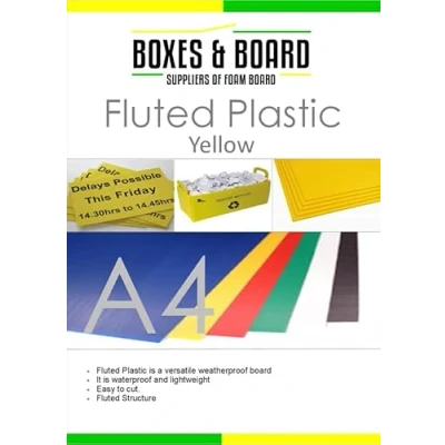 Image of Boxes and Board International Limited 10 X A4 Sheets of Yellow Correx Plastic Fluted Sheet Display