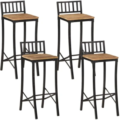 Image of vidaXL Bar Chairs 4 pcs Solid Rough Wood Mango