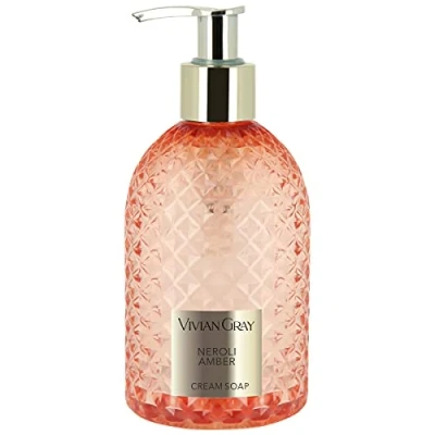 Image of VIVIAN GRAY 3500 Soap Dispenser with Gemstone, Neroli &amp; Amber Cream Soap, Orange/Gold (300 ml)