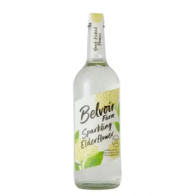 Image of Belvoir Farm Sparkling Elderflower Hand Picked Elderflowers Great Taste Award Winner Traditional Family Recipe 100% Natural Ingredients Suitable for Vegetarians &amp; Vegans 6 x 750ml Bottles