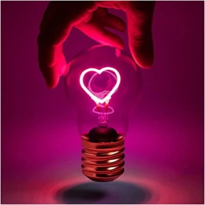 Image of Suck UK Heart Light Bulb Pink Bedside Lamp for Girls Bedroom Accessories Room Decor Lights