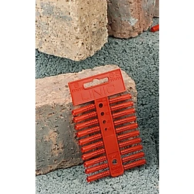 Image of Linic Products UK Made Fixing Masonry Plastic Wall Plugs, 6mm x 100 (5 Strips of 20) RED. (S7656) Free Postage