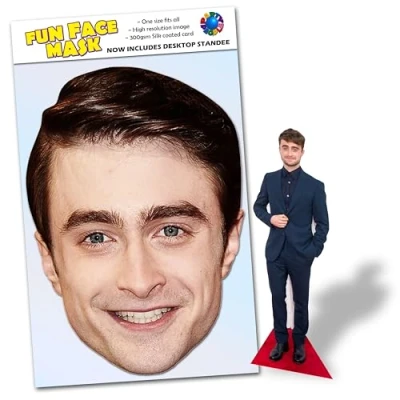 Image of Party People 1 x Daniel Radcliffe Ready To Wear Celebrity Face Mask Includes Freestanding 20cm Desktop Standee Card Cutout R