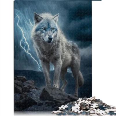 Image of Jigsaw puzzle for Adults 1000 Piece Wolf wooden &amp; Kids Age 12 Years Up Fun Puzzles Games Size: 50x75cm