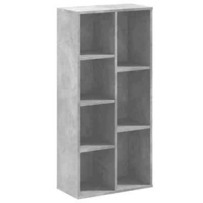 Image of vidaXL Concrete Grey Bookcase Engineered Wood Bookshelf with 7 Compartments for Home/Office Storage, 50x25x105 cm