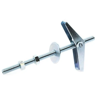 Image of M5 x 75mm Butterfly Anchors Spring Toggles with Threaded Rod for Plasterboard Hollow Wall Fixings (Pack of 4)