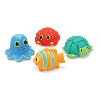 Image of Melissa &amp; Doug Sunny Patch Seaside Sidekicks Squirters With 4 Squeeze and Squirt Animals Water Toys for Kids