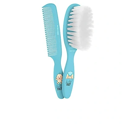 Image of Beter Newborn Baby Comb and Brush Set with Extra Soft Bristles, Grooming Set, Ideal for Care, &quot;Minicure&quot; Kit, Blue
