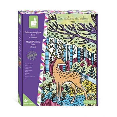 Image of Janod Magic Painting Set Forest Les Ateliers du Calme Children’s Arts &amp; Crafts Kit 6 Pictures to be Coloured in Fine Motor Skills Concentration Years +, J07874