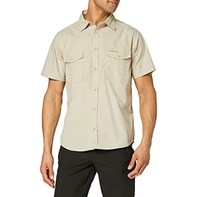 Image of Craghoppers Mens Kiwi Short Sleeve Hiking Shirt, Oatmeal, XL EU