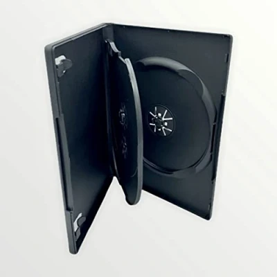 Image of 10 x Dragon Trading 3 Disc Black CD DVD BLU RAY Cases Way Case For Discs Of Any Format With 14mm Spine And Outer Sleeve Artwork Inlay.