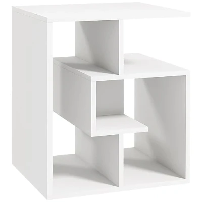 Image of HOMCOM Side Table, 3 Tier End Table with Open Storage Shelves, Living Room Coffee Organiser Unit, White