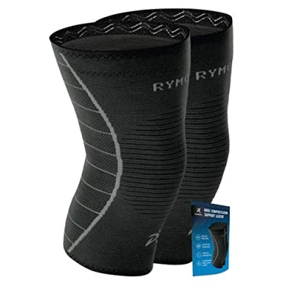 Image of Knee Support Brace Compression Sleeves for Men and Women (Black) (Pair) (2XL XXL) Ligament Injury, Joint Pain Relief, Running, Arthritis, ACL, MCL, Sport
