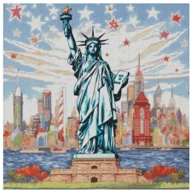 Image of New York in Spring Landscape CROS Stitch Kits,14count, Blank aida Fabric, 250x250 44x44 cm Cotton Cross Kits