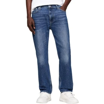 Image of Tommy Jeans Mens Dad Rglr Tprd Ch0152 Dm0dm20412 Tapered, Denim (Denim Dark), 32W / 36L UK