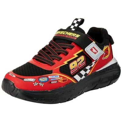Image of Skechers Tracks Trainers for kids, Size: 13K, Black/red Synthetics/textile