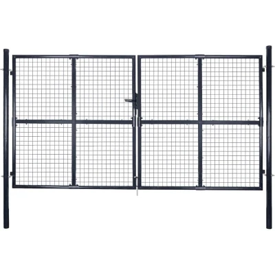 Image of vidaXL Mesh Garden Gate Galvanised Steel 289x175 cm Grey