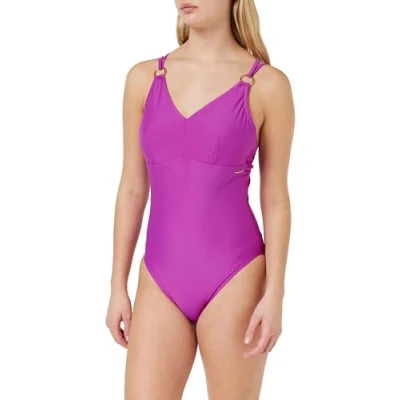Image of Speedo Women&#039;s Shaping Strappy 1 Piece Swimsuit Shapewear Beach and Holiday Swimwear, Wineberry, 40/16