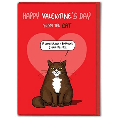 Image of Brainbox Candy Hilariously Funny Valentines Cards Cat &#039;From The Cat&#039; Pet Lovers Cheeky Valentine&#039;s Day Card For Him Her Husband Wife Partner Friend