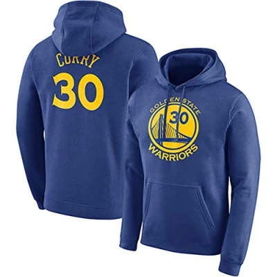 Image of Long Sleeve Sweatshirt Casual Basketball Clothing Unisex Warriors Blue Hoodies Men NBA Pullover Clothing,L