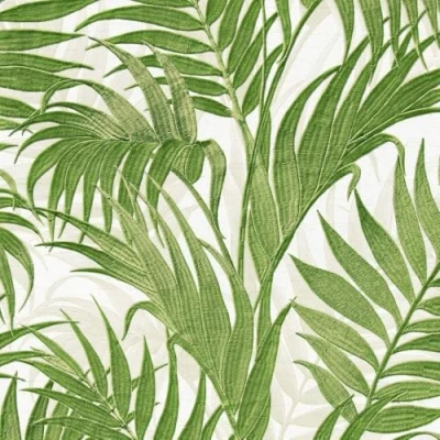 Image of Design ID Grace Tropical Palm White Green Wallpaper GR322110