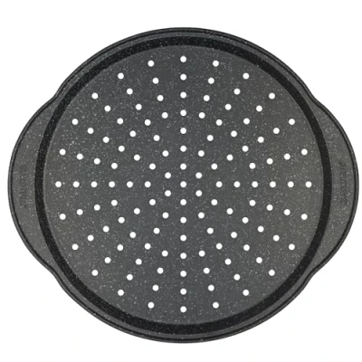Image of Salter BW12807EU7 Megastone Pizza Pan 36 cm Non Stick Perforated Crisper Tray With Handles, Large Oven Baking Tin For Pizzas, 12 Inch Durable Carbon Steel Chip Tray, PFOA Free, Safe Up To 220C