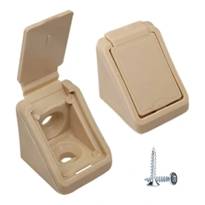Image of (Pack of 20 pcs) Beige Shelf Brackets x mm, Furniture Corner Joints, 90 Degree Plastic Brace Joint, Right Angle, Screws Included (20, Beige)