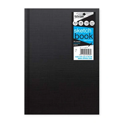 Image of Silvine A4 Portrait Casebound Sketchbook 96 Pages (48 Sheets) 140gsm Textured White Cartridge Paper