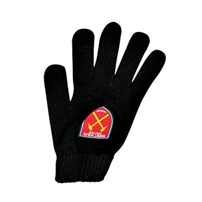 Image of West Ham United FC Mens Official Knitted Football Crest Design Gloves (One Size) (Black)
