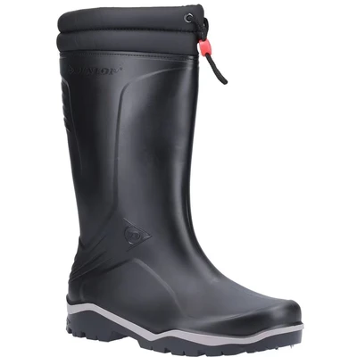 Image of Dunlop Blizzard Black Mens Warm Fleece Tie Top Wellington Wellie Boots Size UK 10