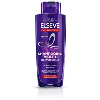 Image of L&#039;Oréal Paris Violet Deyellowing Shampoo For Blonde, Bleached, Highlighted or White Hair Neutralization of Yellow &amp; Orange Reflections Elseve Color Vive 200 ml
