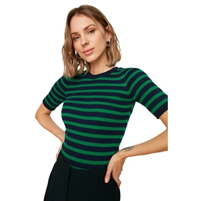 Image of Trendyol Women Regular Basic Crew Neck Knitwear Sweater Navy Blue