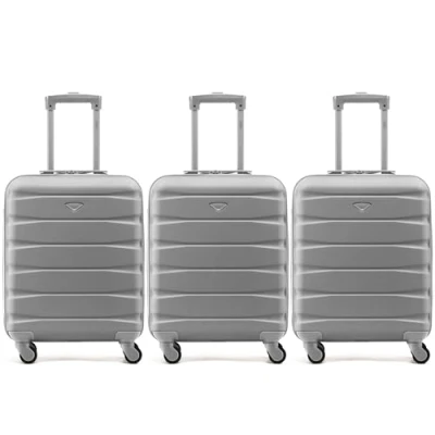 Image of Flight Knight Set of 3 Premium Lightweight 4 Wheel ABS Hard Case Suitcases Cabin Carry On Hand Luggage Approved for Over 60 Airlines easyJet, Jet2 &amp; Maximum Size Ryanair (Priority) 55x40x20cm