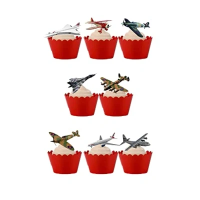 Image of Top That 18 Stand Up Aeroplane Planes Jet Themed Edible Wafer Paper Cake Toppers Decorations