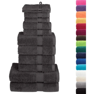 Image of vidaXL 12 Piece Premium Towel Set SOLUND Anthracite 600 gsm