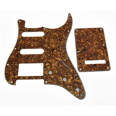Image of KAISH 11 Hole ST/Strat Style Pickguard HSS Pick Guard with ST Back Plate Tremolo Trem Cover for USA/Mexico Stratocaster/Strat Tiger Stripe
