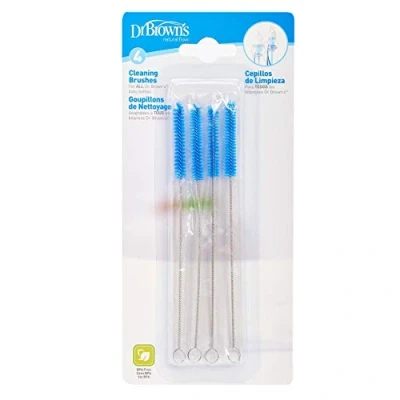 Image of Dr Brown&#039;s Baby Infant Cleaning Milk Vent Bottle Teat Brush 4pieces Uk Sale