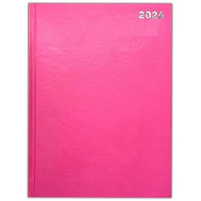 Image of 2025 A4 / A5 A6 Diary Day to Page or Week View Desk Hard Back Casebound Cover (Pink, Dap)
