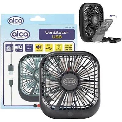 Image of alca Cooling Fan USB Plugged Ventilator Mini Portable Car Home Office PC 3 Stage With Hook A524200
