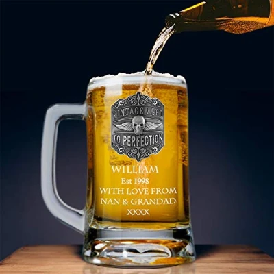 Image of De Walden Men’s 21st Birthday Pewter Vintage Feature Pint Glass Tankard 21 Gift Idea