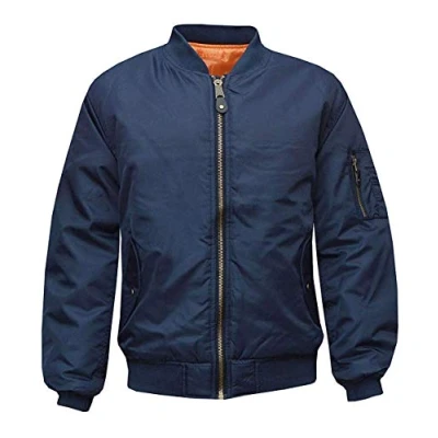 Image of MA1 Mens Army Pilot Biker Bomber Fly Military Security Doorman Harrington Jacket (Navy, Large)