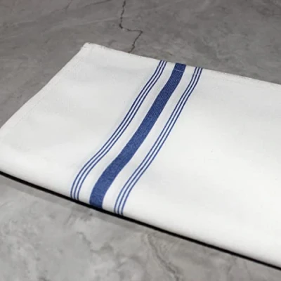 Image of Pegasus Textiles Pack of 10 Dark Blue Bistro Table Napkins Durable and Absorbent Dinner with Elegant Stripe Design