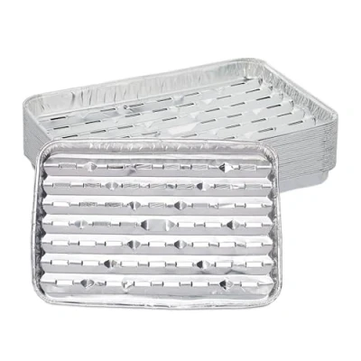 Image of Relaxdays Aluminium Barbecue Trays, Set of 25, with Holes, for Grilling, Reheating, Baking, up to 260C, 34x22cm, Silver