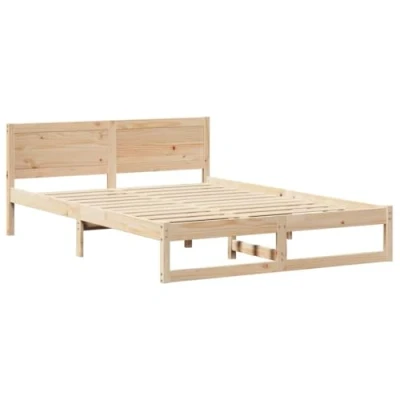 Image of Bed Frame Natural Solid Pine wood 140 x 200 cm Durable Vidaxl