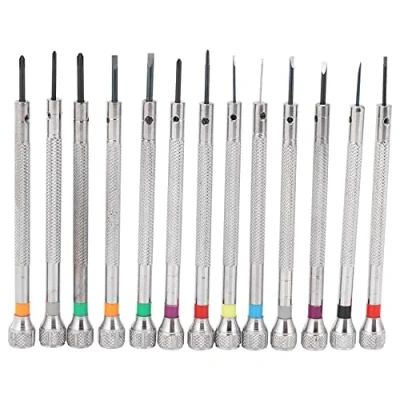 Image of ZDSFSD 0.6Mm 2.0Mm 13Pcs New Watchmakers Screwdrivers Set Watch Glasses Flat Blade Assort Slotted Set, Jewellers Screwdriver for