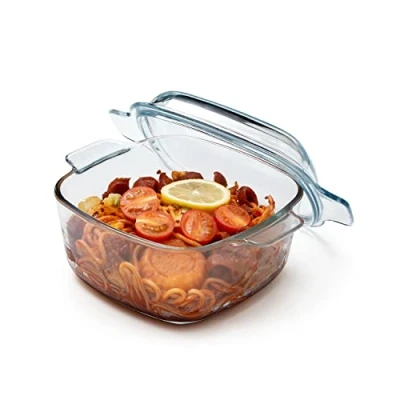 Image of NUTRIUPS 1.5L 16cm Glass Casserole Dish with Lid Square Oven Bakeware Microwave Safe Small