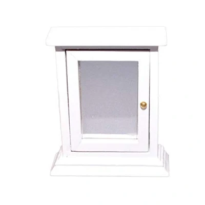 Image of Melody Jane Dolls House White Medicine Cabinet with Mirror Door MINIATURE Bathroom Furniture