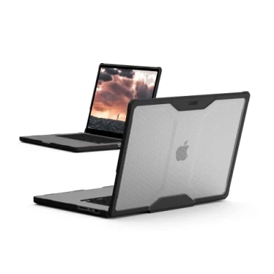 Image of UAG Designed for MacBook Pro 16&quot; Case 2021 2023 A2991 M3 Pro/Max, A2780 M2 A2485 M1 Pro/Max Rugged Lightwieght Touch ID Mil Grade Plyo Laptop Cover by URBAN ARMOR GEAR, Clear Translucent Ice