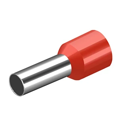 Image of Heschen Cord End Terminal, E10 12, AWG8 / 10mm², Wire Copper Crimp Connector, Vinyl Insulated, Red, Pack of 100