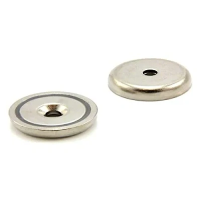 Image of N42 Neodymium Pot Magnet for Arts, Crafts, Model Making, DIY, Hobbies, Office, and Home 32mm dia x 8mm thick 5mm c/sink 44kg Pull